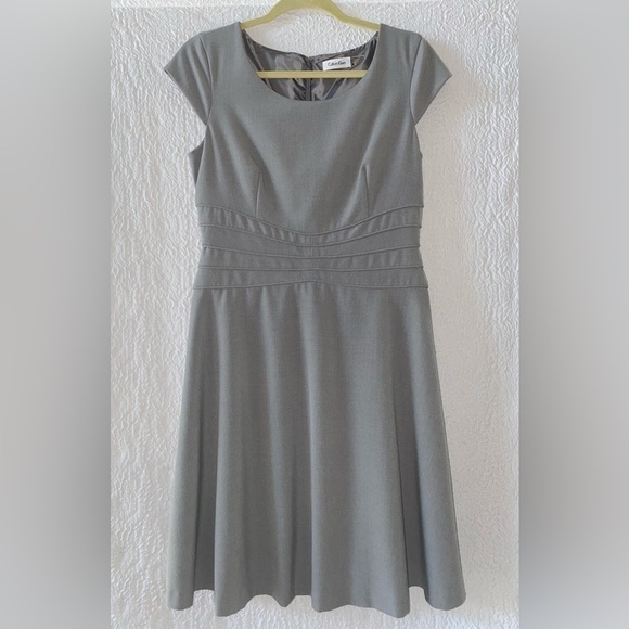 Calvin Klein A-Line Scoop Neck Cap Sleeve Midi Dress - Picture 1 of 8